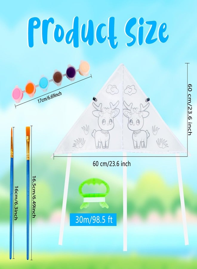 Flahard 24 Pcs DIY Color Filled Kite for Kids with 24 Swivel Line 16 Paint Pens and 8 Watercolor for Kids Painting Kites Animal Style Coloring Kit Easy to Fly for Outdoor Game Activities - Image 2