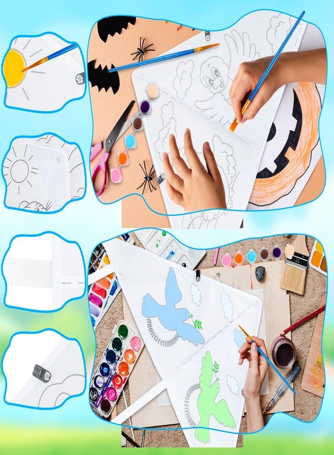 Flahard 24 Pcs DIY Color Filled Kite for Kids with 24 Swivel Line 16 Paint Pens and 8 Watercolor for Kids Painting Kites Animal Style Coloring Kit Easy to Fly for Outdoor Game Activities - Image 3