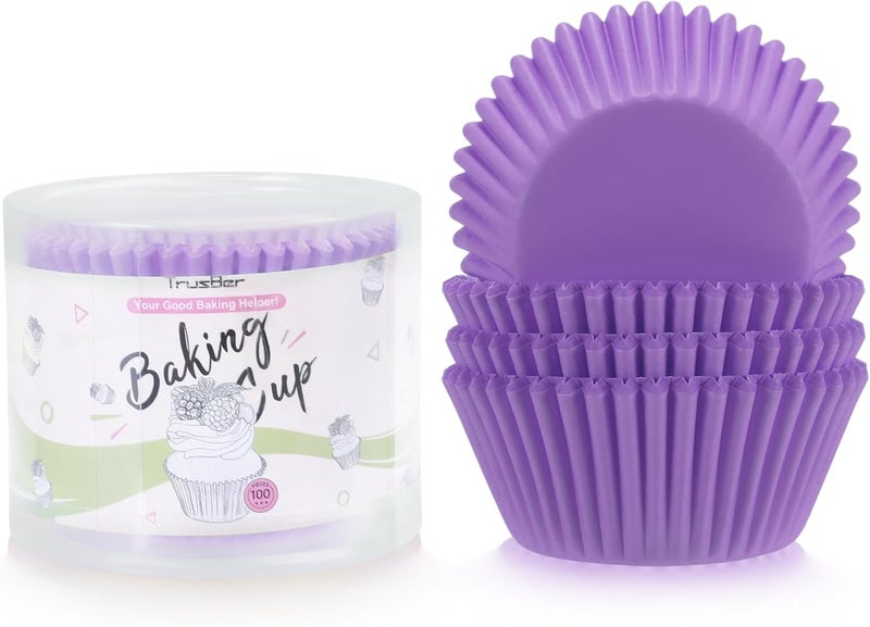 TRUSBER Baking Cups, 100 pieces Cupcake Wrappers Nonstick Muffin Molds Holders for Wedding, Birthday, Baby Shower or Holiday Party - Image 1