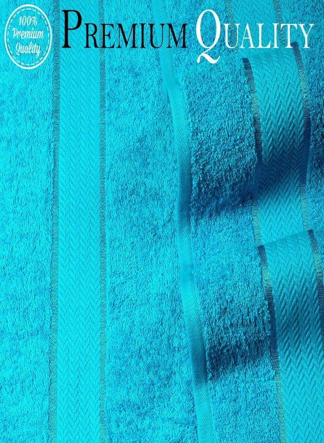 CRAFTBERRY Bath Towels Set-100% Cotton- 2 Bath, 2 Hand & 2 Washcloths- Large, Thick, Fluffy, Absorbent, Quick Dry, Soft, Plush -Gift, Pool, Hotel, Gym Towel -6 Piece Luxury Bathroom Towels -Aqua Blue / Turquoise - Image 4
