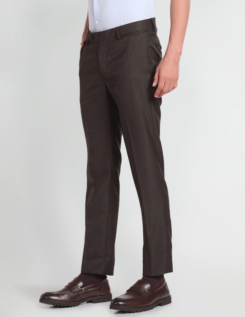 Arrow Men Regular fit Polyester SolidMid riseTrousers(ARADOTR3225_Brown_32) - Image 2