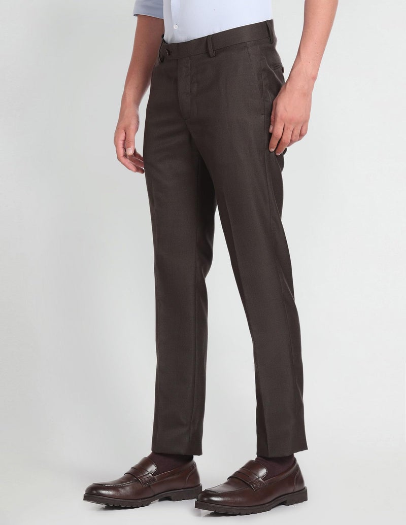 Arrow Men Regular fit Polyester SolidMid riseTrousers(ARADOTR3225_Brown_32) - Image 5