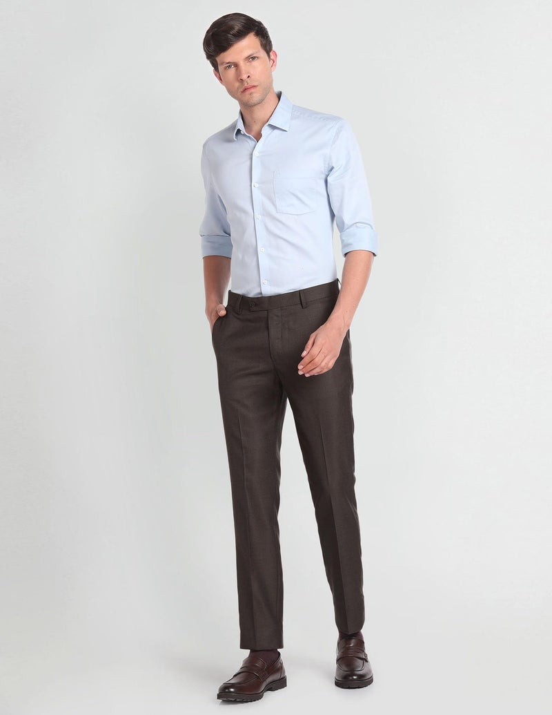Arrow Men Regular fit Polyester SolidMid riseTrousers(ARADOTR3225_Brown_32) - Image 4