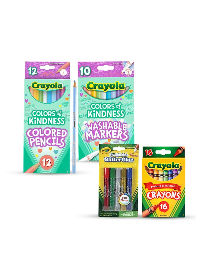 Crayola حزمة الحرفيين المتميّزين، عبوة من 4، تشمل – أقلام تلوين، markers، أقلام شمع، غراء لامع قابل للغسل  - Image 2