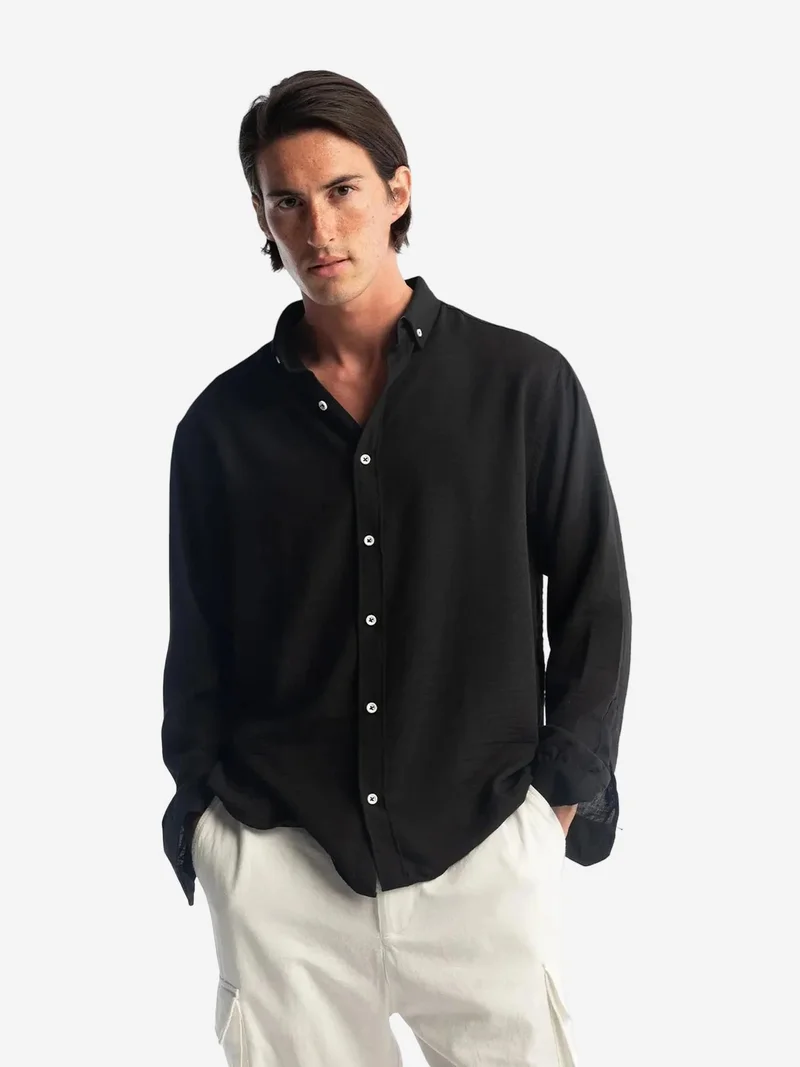 جيستو GIESTO Oversized Button-Up Long Sleeve Shirt