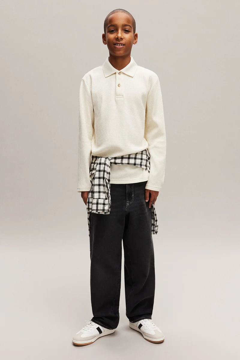 H&M Waffled jersey polo shirt