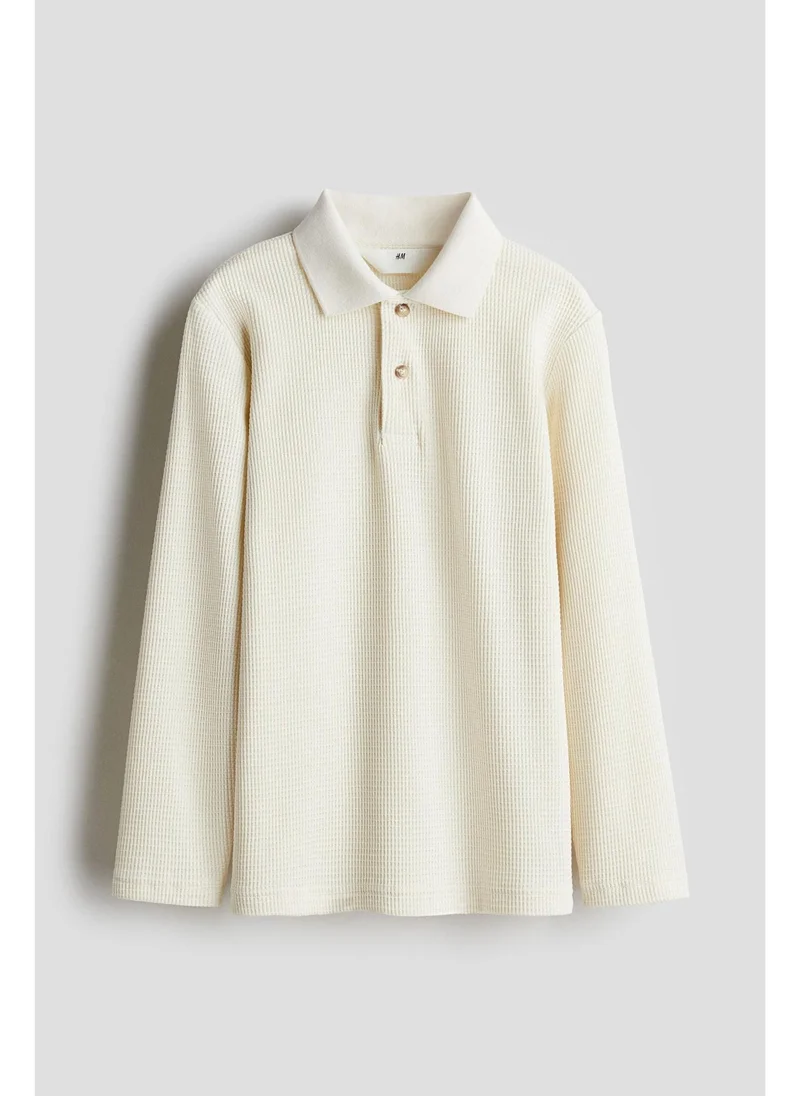 H&M Waffled jersey polo shirt