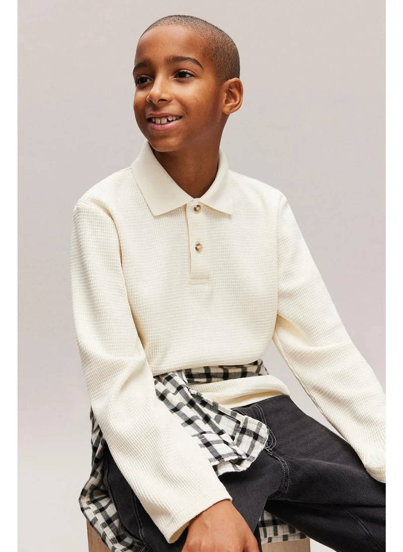 H&M Waffled jersey polo shirt