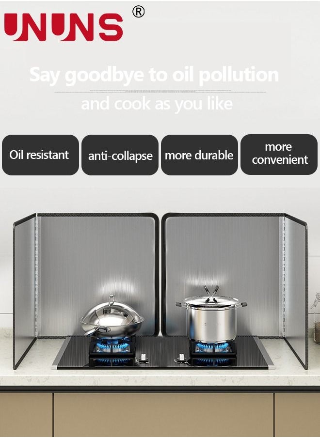 UNUNS - Splatter Screen,Stainless Steel Oil Splash Guard,2 Sided Fry Wall Stove Guard,Foldable Frying Splatter Pan For Kitchen,30x30cm - Image 1