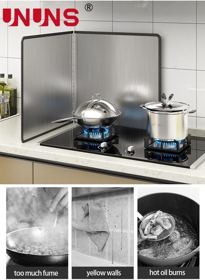 UNUNS - Splatter Screen,Stainless Steel Oil Splash Guard,2 Sided Fry Wall Stove Guard,Foldable Frying Splatter Pan For Kitchen,30x30cm - Image 1