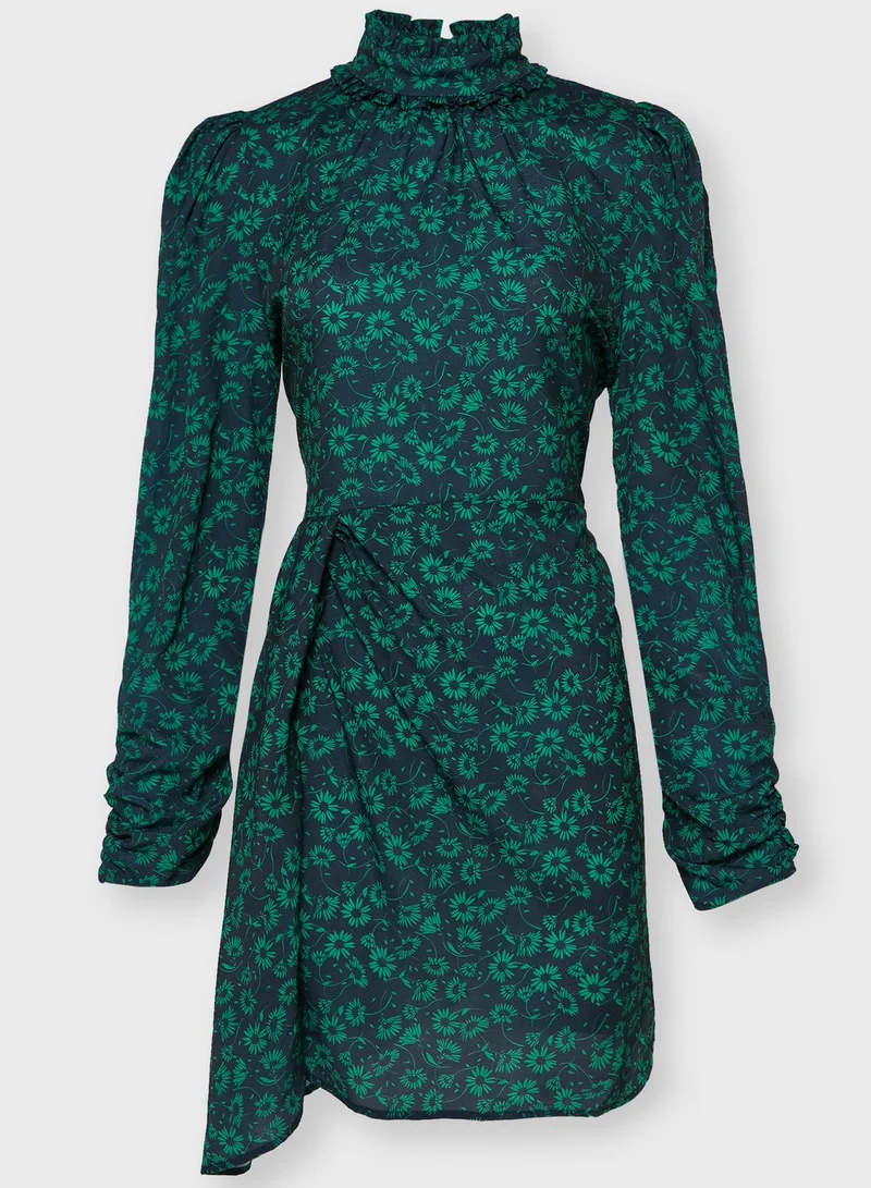 Ginger Print Ruched Mini Dress