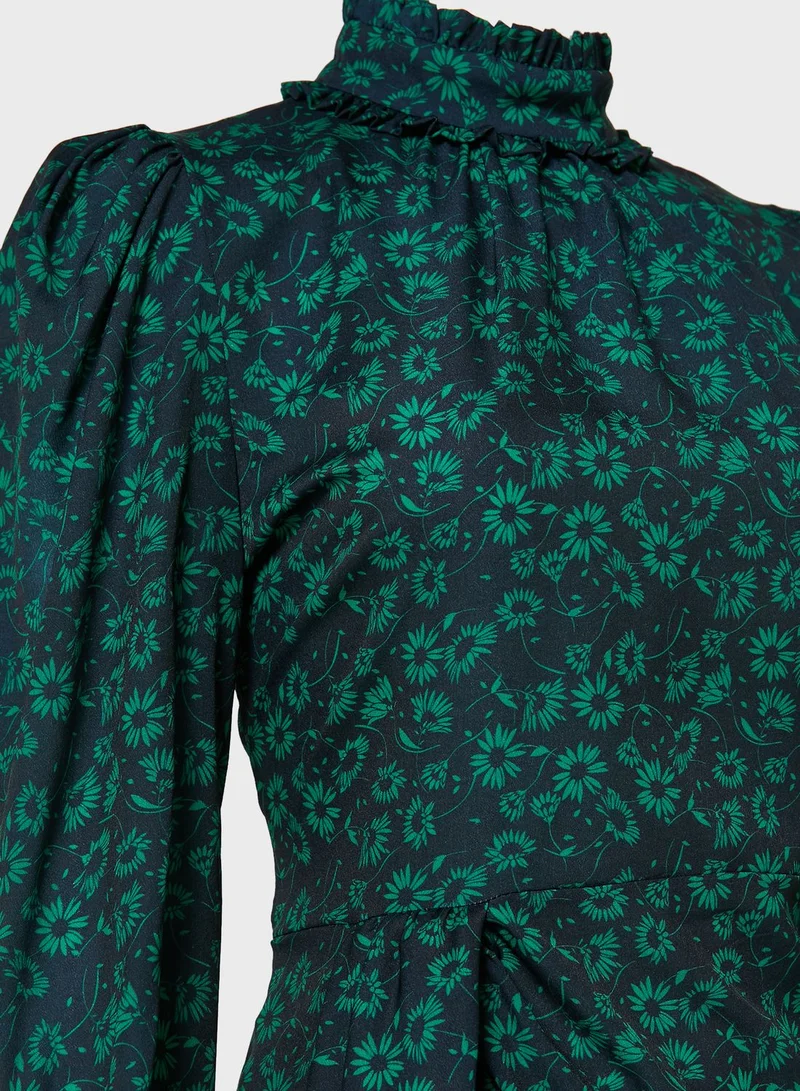 Ginger Print Ruched Mini Dress