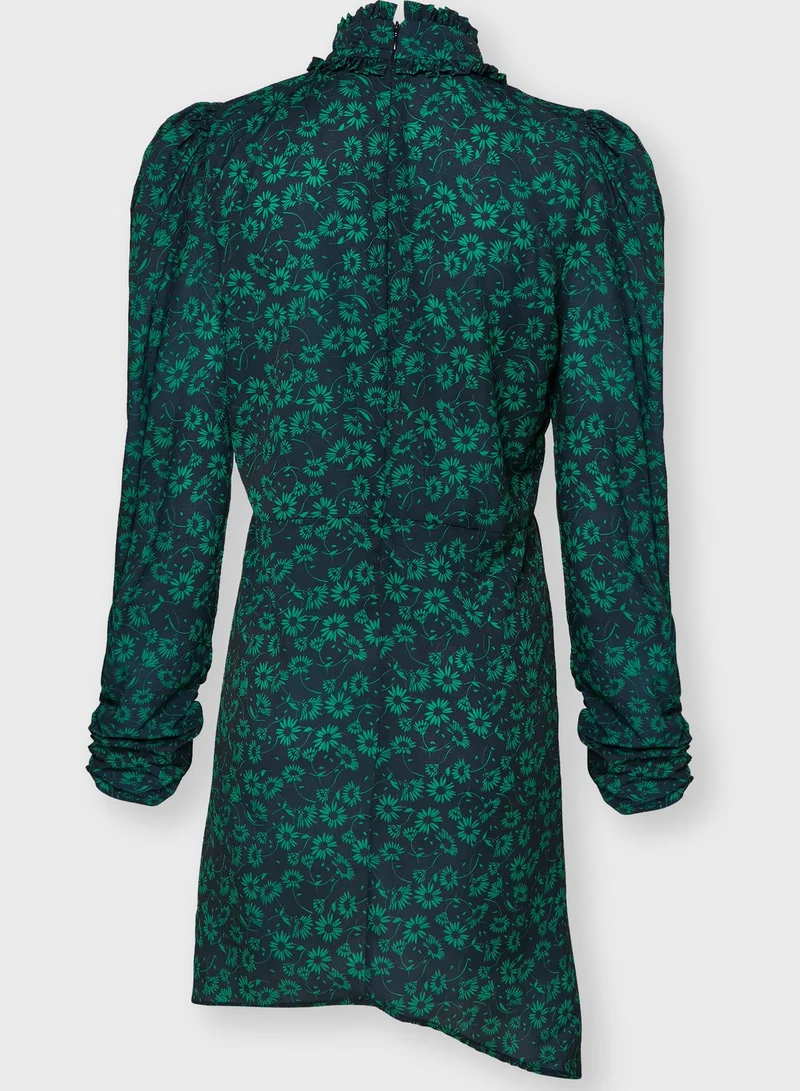 Ginger Print Ruched Mini Dress