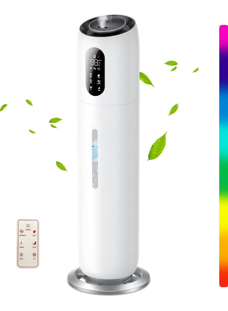 بيوينتي جهاز ترطيب وتنقية الهواء 9 لتر بالموجات فوق الصوتية، يعمل برذاذ بارد يدوم حتى 48 ساعة مع فوهة 360 درجة، مميز بوضع النوم، إيقاف تلقائي، ضوء ليلي، للأطفال والمنزل والمكتب، أبيض - Image 1