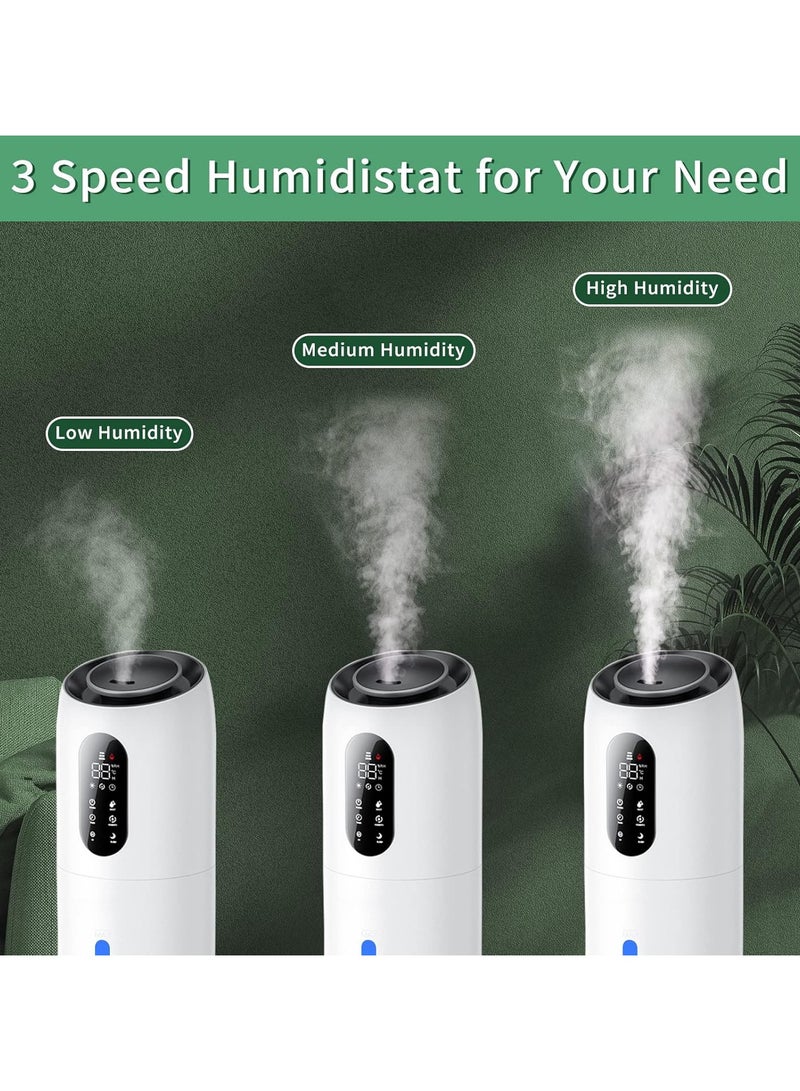 بيوينتي جهاز ترطيب وتنقية الهواء 9 لتر بالموجات فوق الصوتية، يعمل برذاذ بارد يدوم حتى 48 ساعة مع فوهة 360 درجة، مميز بوضع النوم، إيقاف تلقائي، ضوء ليلي، للأطفال والمنزل والمكتب، أبيض - Image 3