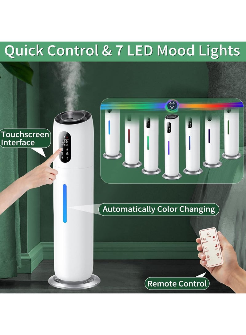 بيوينتي جهاز ترطيب وتنقية الهواء 9 لتر بالموجات فوق الصوتية، يعمل برذاذ بارد يدوم حتى 48 ساعة مع فوهة 360 درجة، مميز بوضع النوم، إيقاف تلقائي، ضوء ليلي، للأطفال والمنزل والمكتب، أبيض - Image 5