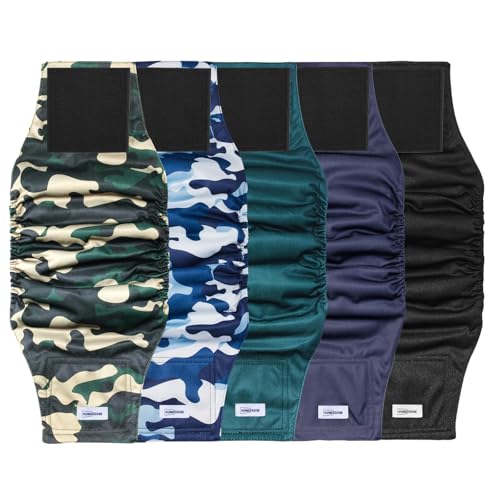 VUNCESSIN Reusable Dog Diapers Male, Premium Washable Belly Bands for Dogs, Pack of 5, High Absorbing Extra Large Dog Wraps for Doggie & Puppy in Incontinence or Excitable Urination and Training(XL) - Image 1