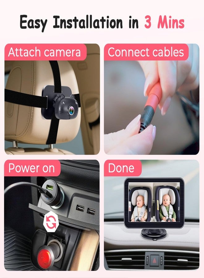 Befumly 2-Kids Baby Car Camera Recording: HD 1080P Dual Backseat Cameras with 7” Split-Screen Display - Night Vision, 360° Rotation, Easy Installion for Twins & Siblings - Image 5
