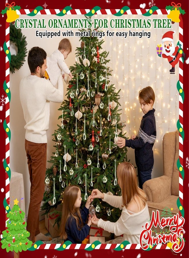 MJZ 100 PCS Clear Crystal Ornaments for Christmas Tree, Acrylic Teardrop Christmas Ornaments with 5 Styles, Hanging Crystals Pendant for Wreaths Chandelier Wedding Party Holiday Decor - Image 5