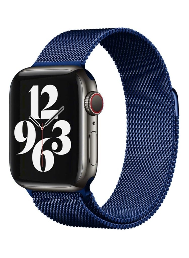 ACLIX Stainless Strap Steel Loop Compatible with Apple Watch Band 38mm 40mm 41mm 42mm 44mm 45mm 46mm 49mm, Magnetic Clasp Band for iWatch Series 10, 9,SE, 8 7 6 5 4 3 2 1,Ultra, Women & Men, (Blue) - Image 1
