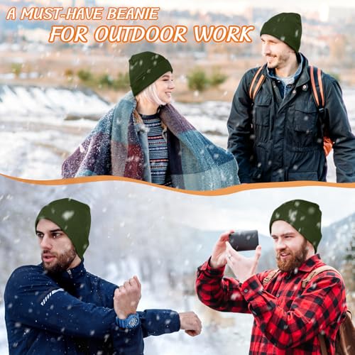 Meliya Unisex Beanie for Men Women Cuffed Plain Skull Hat Winter Knit Cap Toque Winter Hat(Clover) - Image 4
