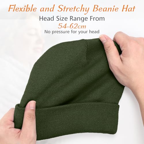 Meliya Unisex Beanie for Men Women Cuffed Plain Skull Hat Winter Knit Cap Toque Winter Hat(Clover) - Image 3