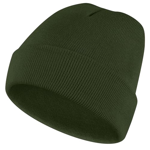 Meliya Unisex Beanie for Men Women Cuffed Plain Skull Hat Winter Knit Cap Toque Winter Hat(Clover) - Image 1
