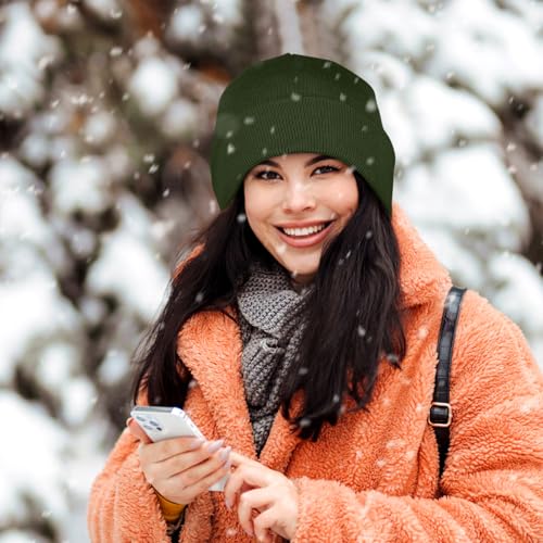 Meliya Unisex Beanie for Men Women Cuffed Plain Skull Hat Winter Knit Cap Toque Winter Hat(Clover) - Image 5