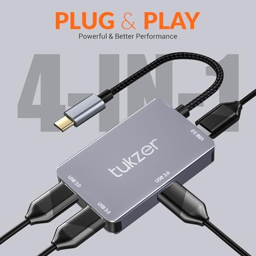 Tukzer 4-in-1 USB C 3.0 HUB, Type C to USB A HUB Splitter Extender, Docking Station, 5Gbps Data Sync Speed, MultiPort Adapter for iOS, MacBook, Windows, Laptop, PC, & Other Type C Enabled Devices - Image 4