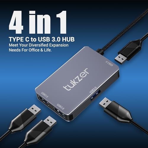 Tukzer 4-in-1 USB C 3.0 HUB, Type C to USB A HUB Splitter Extender, Docking Station, 5Gbps Data Sync Speed, MultiPort Adapter for iOS, MacBook, Windows, Laptop, PC, & Other Type C Enabled Devices - Image 2