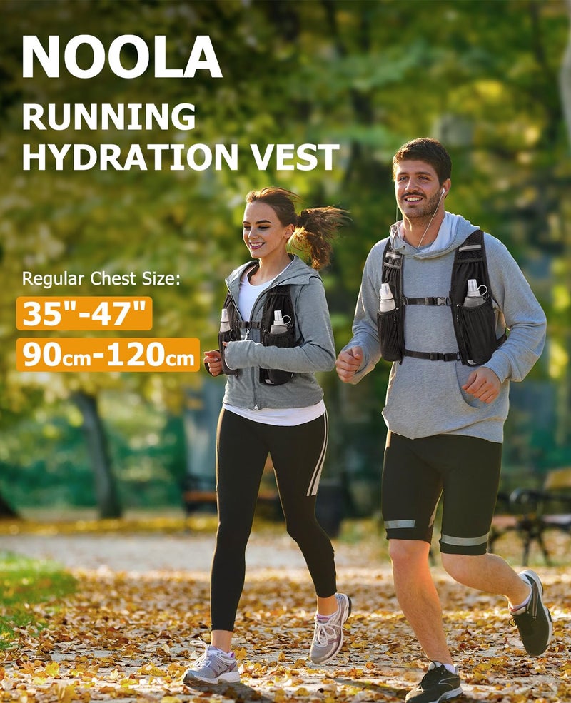 NOOLA Running Vest for Women Men, Lightweight Hydration Vest with Dual 500ML Soft Flasks, Water Backpack Hydration Pack, Adjustable Running Tail Chest Bag for Hiking Race Marathon Cycling (Black) - Image 2