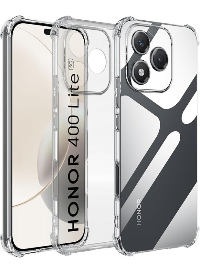Shockproof Protective Case for Honor 400 Lite with 2-Piece Tempered Glass and Camera Protection, Anti-Scratch TPU Silicone Case, Thin and Soft, Clear - Image 2