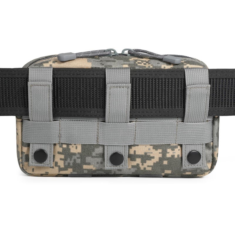 FRTKK Tactical Molle Admin Pouch Utility Laser Cut EDC Tool Pouch Bag Horizontal Modular Pouches Include US Flag Patch and Keychain (ACU) - Image 2