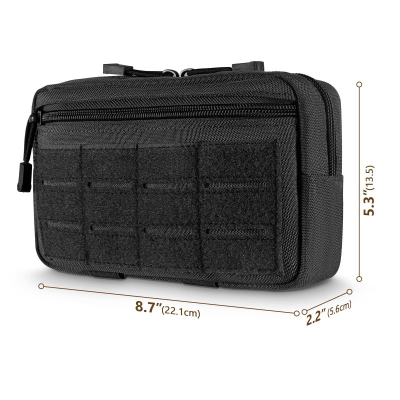 FRTKK Tactical Molle Admin Pouch Utility Laser Cut EDC Tool Pouch Bag Horizontal Modular Pouches Include US Flag Patch and Keychain (ACU) - Image 3