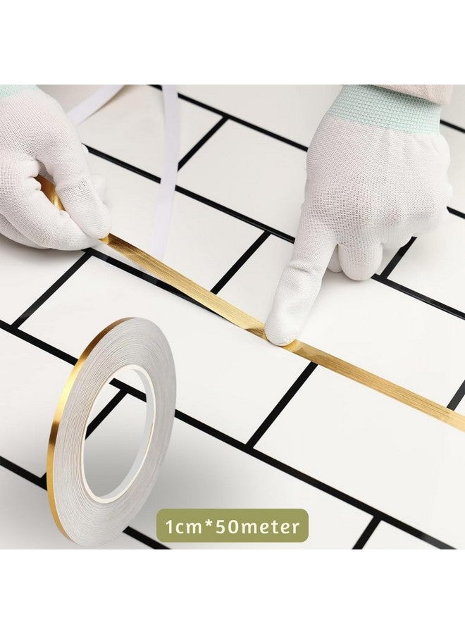 Royalkart 50 Meters Waterproof Gap Sealing Golden Decoration Tape For Home Floor Tiles, Wall Decor, Waterproof Tiles (1cm Wide, Gold) - Image 2