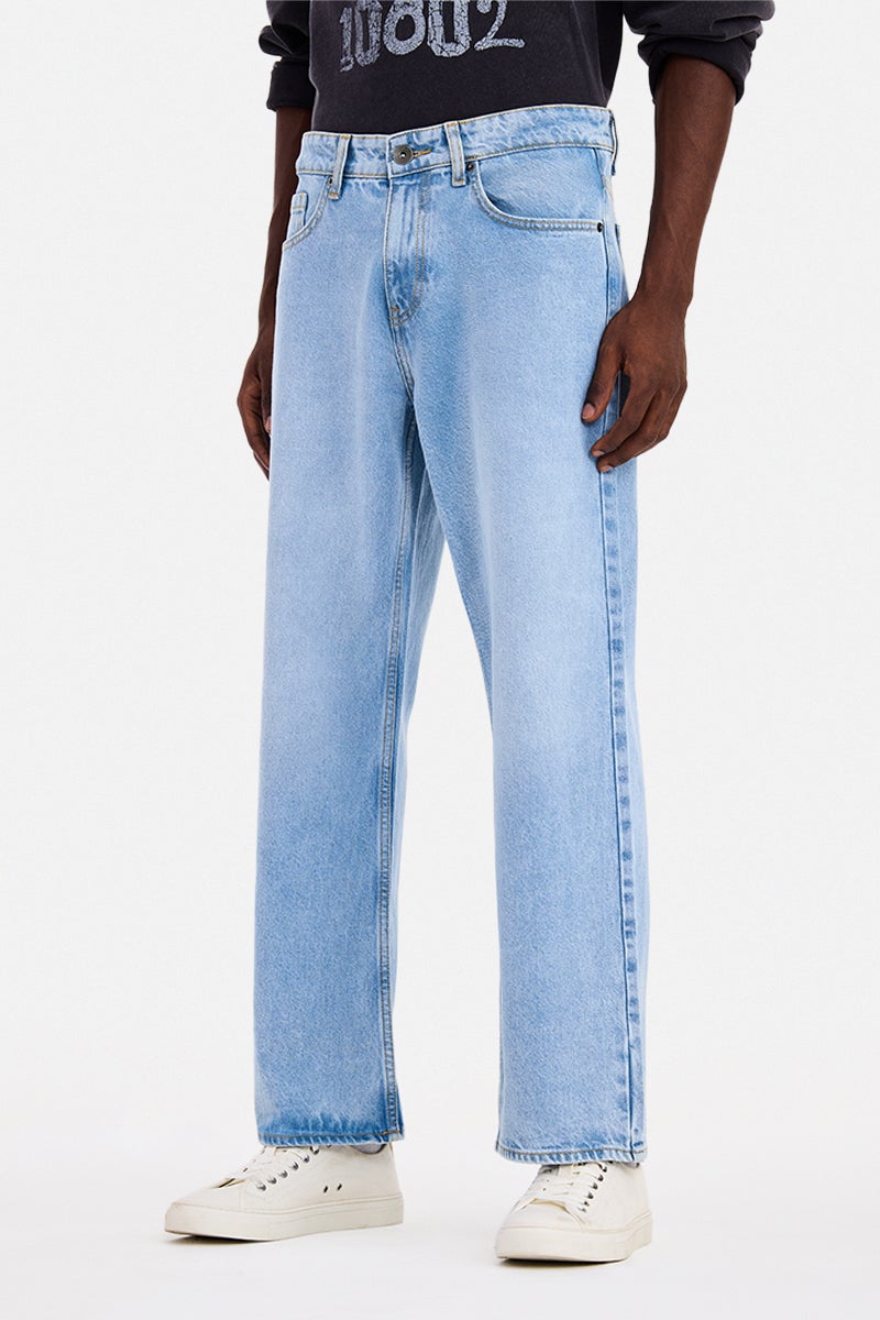 SNITCH Light Blue Solid Loose Fit Casual Jeans - Image 4