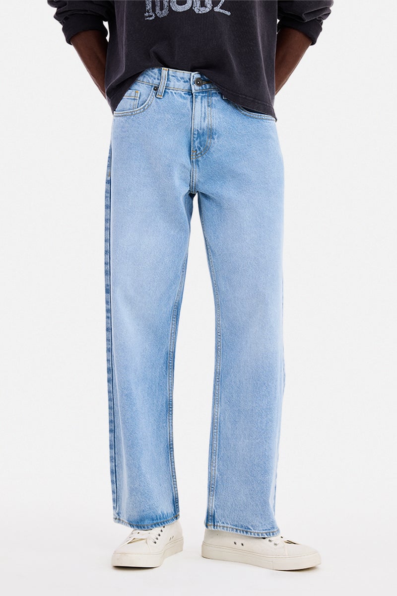SNITCH Light Blue Solid Loose Fit Casual Jeans - Image 1