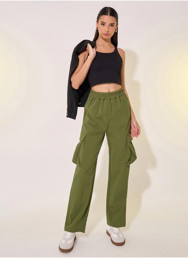 Take Two Solid Mid-Rise Regular Fit Cargo Pants  - Image 1