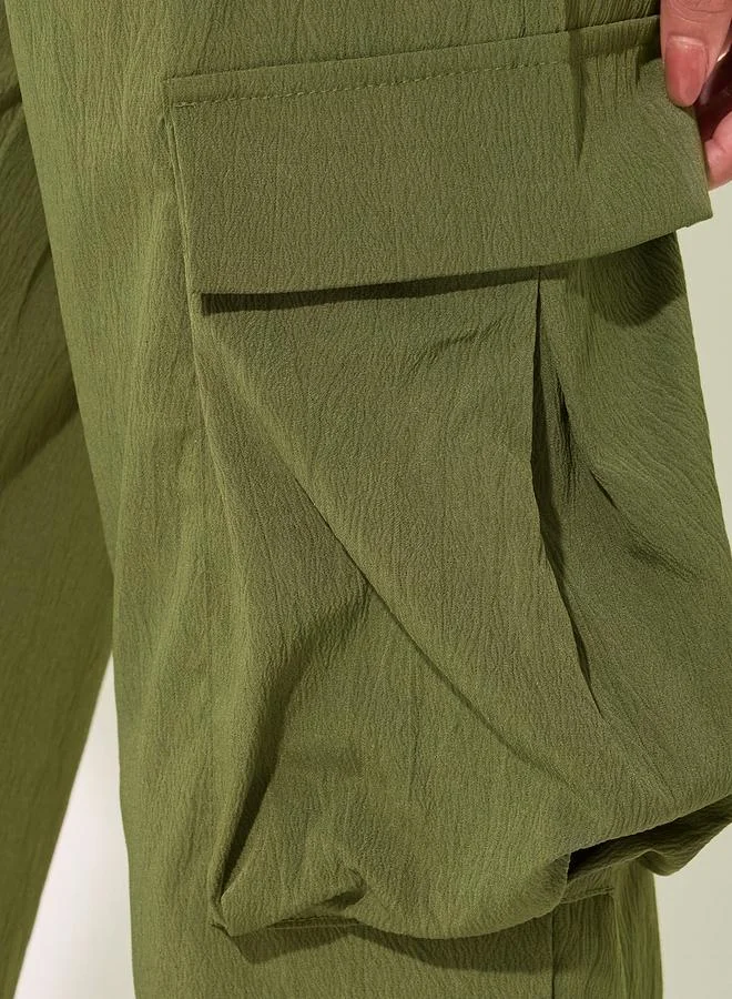 Take Two Solid Mid-Rise Regular Fit Cargo Pants