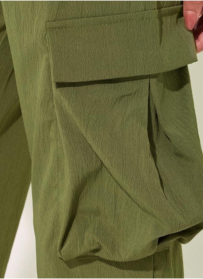 Take Two Solid Mid-Rise Regular Fit Cargo Pants  - Image 3