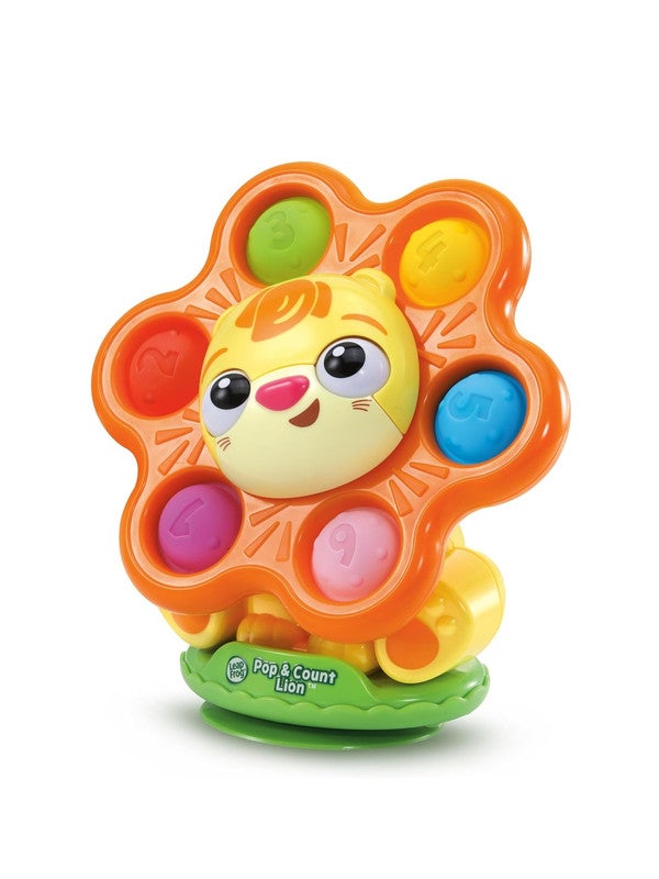 LeapFrog Pop & Count Lion, Sensory Suction Cup Toy with Squishy Buttons, 6 Colourful Poppers for Tactile Play, Cause & Effect Learning, Learning Toy for Ages 6, 12, 18 Months +, English Version - Image 1