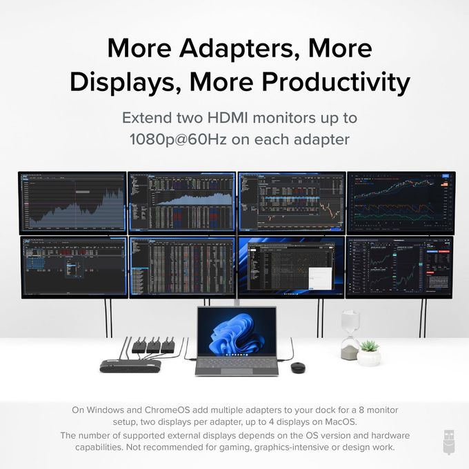 Plugable Dual Monitor Adapter For M1/M2/M3/M4 Macos Systems, Windows, Chromeos. Broad Compatibility Thunderbolt, Usb-C, Usb 3.0 To Hdmi Adapter For Dual Monitors 1920X1080 @60Hz, Smi Driver Required - Image 3