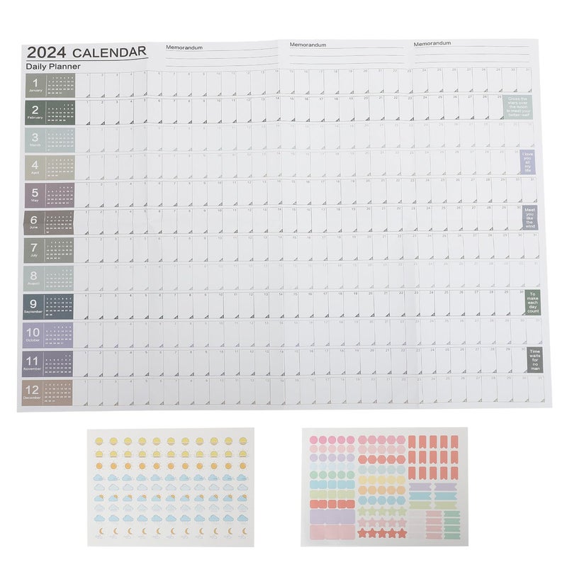 2024 Wall Hanging Calendar Yearly Monthly Planner Soft Neutral Colors Home Office - Image 2