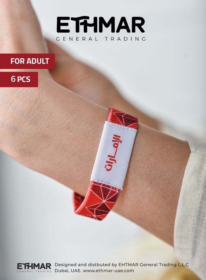 Bracelets Ethmar Bracelets 6 high quality elastic band  Red Color  for Adult - Image 4