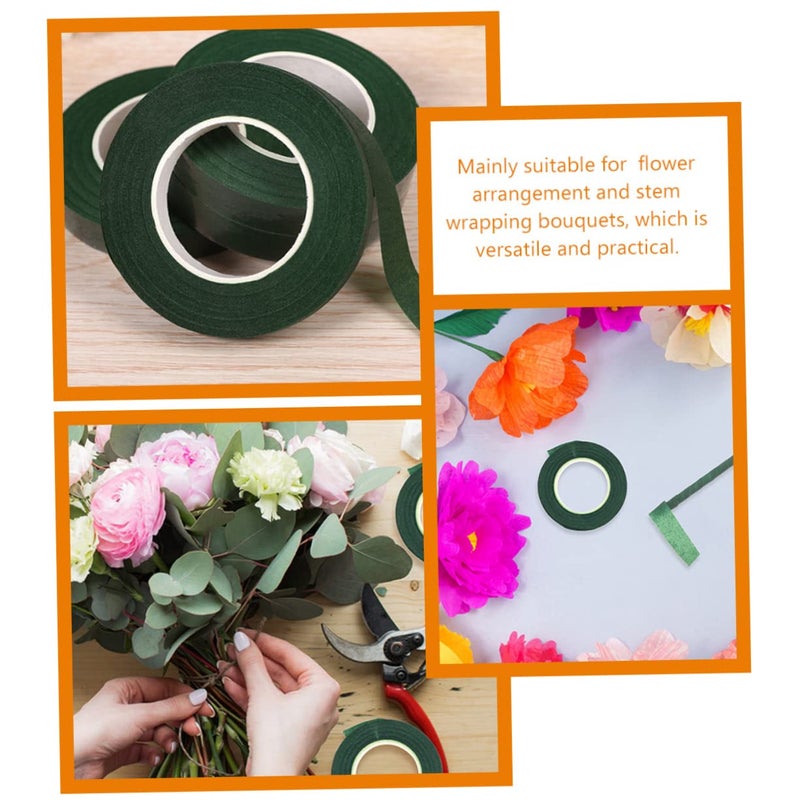 Green Floral Tape 5 Rolls Stem Wrap Adhesive For Flower Arrangements Wedding DIY - Image 4