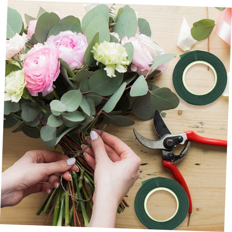 Green Floral Tape 5 Rolls Stem Wrap Adhesive For Flower Arrangements Wedding DIY - Image 5