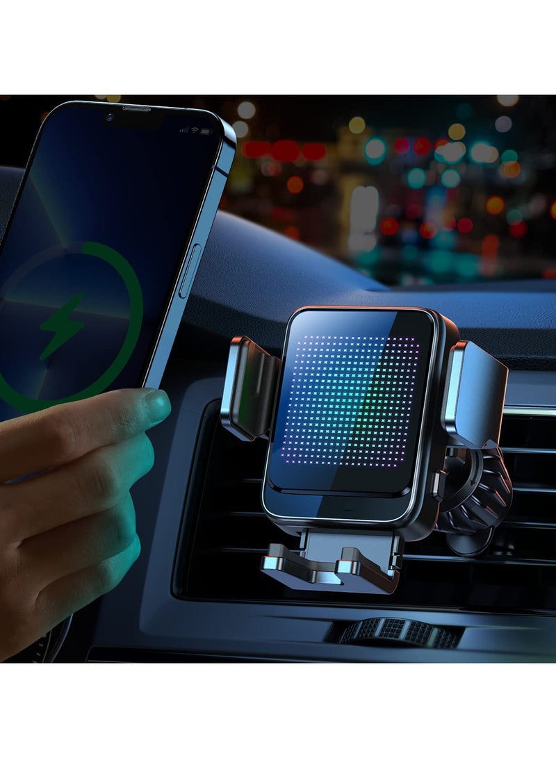 SYOSI Wireless Car Charger Vent Mount, SYOSI 15W Fast Charging Auto-Clamping Car Mount, Mini Wireless Car Charger for Samsung Z Flip/S22 Series, iPhone14/13/12 Series, Round vents do not fit (Black) - Image 1