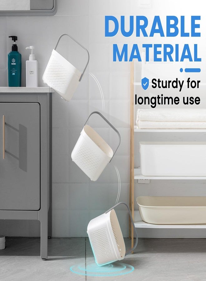 TAILI Portable Shower Caddy Basket Tote, Plastic Shower Basket with Handle, Dorm Room Essentials Toiletry Caddy for Dorm College Bathroom Cleaning Camping, Grey&White - Image 4