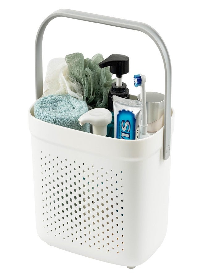 TAILI Portable Shower Caddy Basket Tote, Plastic Shower Basket with Handle, Dorm Room Essentials Toiletry Caddy for Dorm College Bathroom Cleaning Camping, Grey&White - Image 1