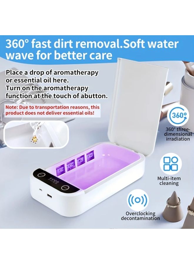 White Portable UV Cleaning Caddy Large Capacity USB Powered For Phones Keys Small Items Travel Home - Image 1